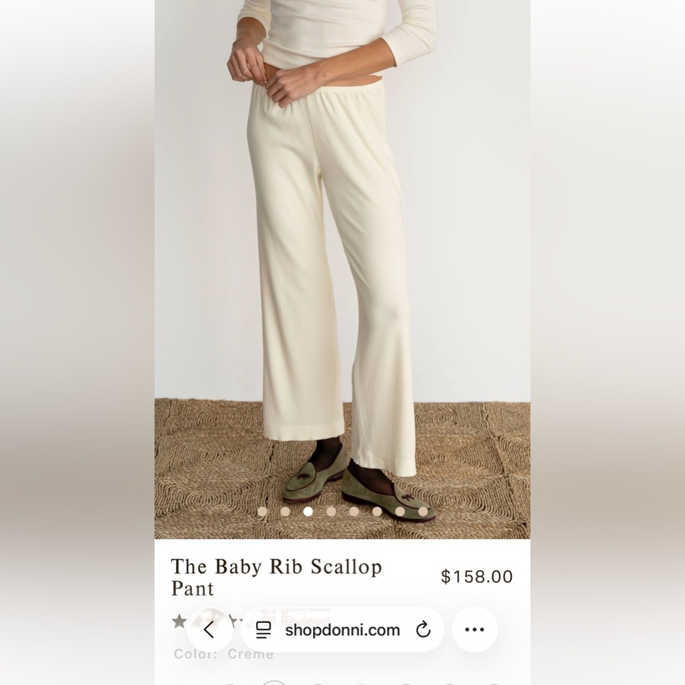 DONNI. Cream Straight Leg Pants